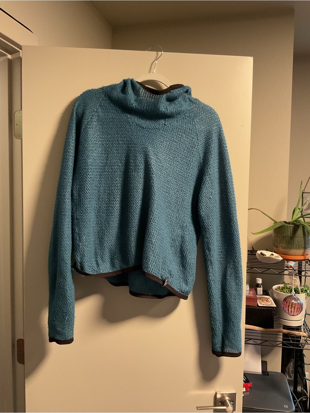Alpine Design Teal Funnel Neck Pullover with Contrast Trim